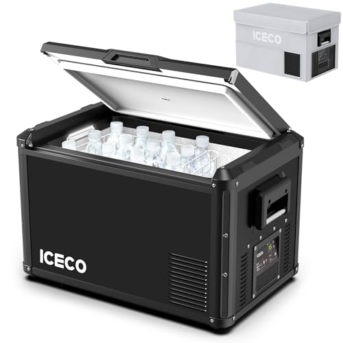 ICECO VL60 ProS Portable Refrigerator, Multi-directional Lid, 63 Quarts 12 Volt Fridge Powered by SECOP, Dual USB & DC 12/24V, AC 110-240V, for Car, Outdoor, Truck, RV, 0°F to 50°F, With Cover -  ICECO VL60 Pro Single Zone