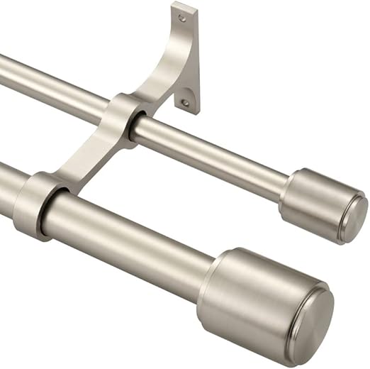 Double Curtain Rods Brushed Nickel, Double Drapery Rod 36