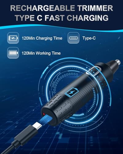 Nasenhaartrimmer, USB Wiederaufladbar Nasenhaarschneider 3 in 1 Set Ohrhaarschneider mit...