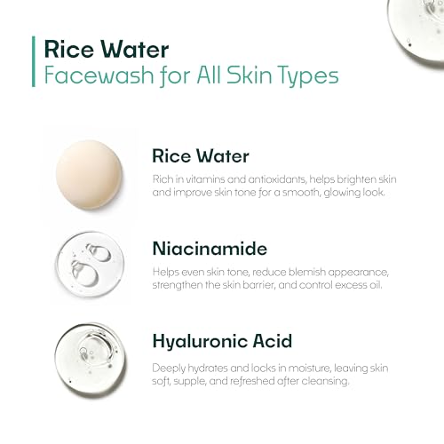 Image of Cleome Rice Water Face Wash with Niacinamide & Hyaluronic Acid | Brightens & Evens Skin Tone | Deep Hydration for Glass Skin | Face Wash for Men & Women | All Skin Types | 50 ml