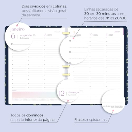 Planner Iscool Disc Datado Glamour Color Florzinhas