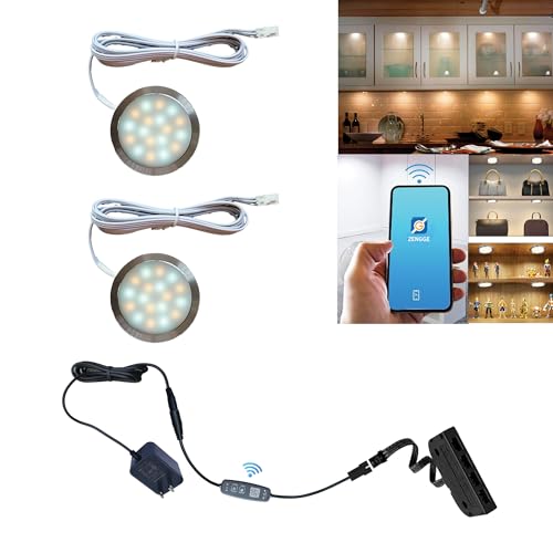 CRISETEK Smart LED Puck Lights, Dimmable Under Cabinet Lighting with Bluetooth App Control, Music...
