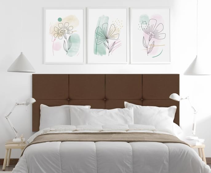 Recamara, Home DOTICO Muebles Cabecera Cuadro Grande: Transforma tu recámara con una cabecera acolchonada Fabricada con Fina Tela de Lino en Tejido de Punto, Incluye Dos...