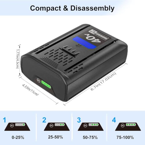 Image of 2 Pack 6.0Ah Lithium-ion Replacement for Kobalt 40V Battery Compatible with KPM1040A-03, KM-1640-06, KM 4040-06,Cordless Power Tool Battery-Black