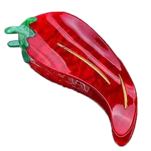Red Pepper Claw Clip,Chili Hair Clips,Hot Pepper Hair Claw Clips,Vegetable Shape Hair Jaw Clips,Acetate Hair Clip for Girls,Small Hair Barrettes for Women (Red Pepper)