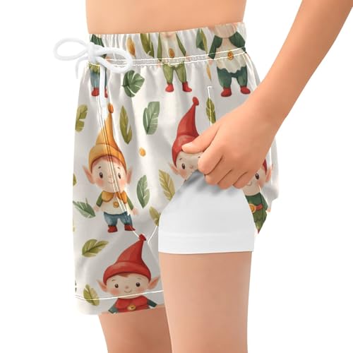 Cute Spring Elf Boys Swim Trunks with Compression Liner Quick Dry Bathing Bottom Kids Beach Shorts2