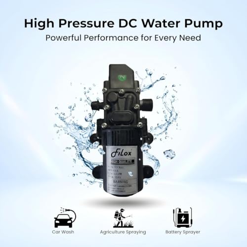 Image of Filox 12V DC Water Pump | 6 L /min High Flow Self-Priming Diaphragm Pump with Built-in Pressure Switch & Free SMPS Adapter | Portable Water Transfer Pump for Garden Irrigation, Car Washing & Home Use