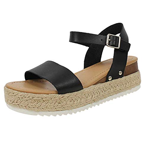 Sandalias Mujer Verano 2019 Sandalias Bohemia Sandalia con Pulsera para Mujer Sandal Women Chanclas para Mujer ZOELOVE/Black,39
