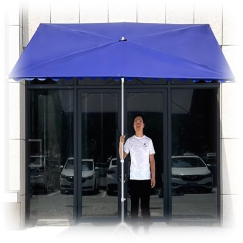 Large Adjustable Garden Patio Umbrella Rectangle Outdoor Sunshade Portable 2x1.5m/3x2.5m Wall-Mounted Sun Umbrella for Terraces (Blue 6.5x5ft)