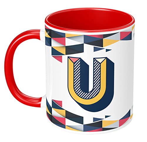 Image of 3D Colorful Alphabet Letter U Printed Coffee Mug for Girls Boys Friends Love Kids Best Gift for Birthday Anniversary Initial Letter U (Ceramic Tea Coffee Mug-350ml) - ABV3TM2 121