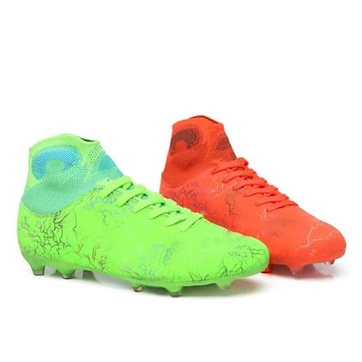 WELRUNG Men's Women's AG Cleats Training Athletic Non-Slip Long Studs High-Top Football Soccer Shoes for Youth Couple 12/10.5 US