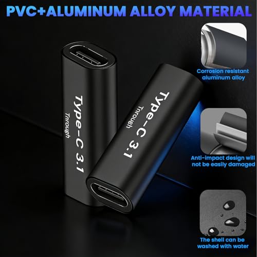 Image of Verilux 2Pack Type-C 3.1 Female to Female Adapter, PD 100W Fast Charging & 10Gbps Data Transfer USB to Type C Connector Supports 8K@60Hz Video for Thunderbolt 4 /3, iPhone 17 /16 /15, Laptop
