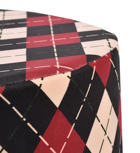 Image of NACIA Printed Ottoman Stool Set of 2 | Soft Cushioned Velvet Pouf Footrest with Wooden Legs | Decorative Seating Stool for Bedroom Living Room Home & Office (16x16x17 Inch, Maroon Cross)