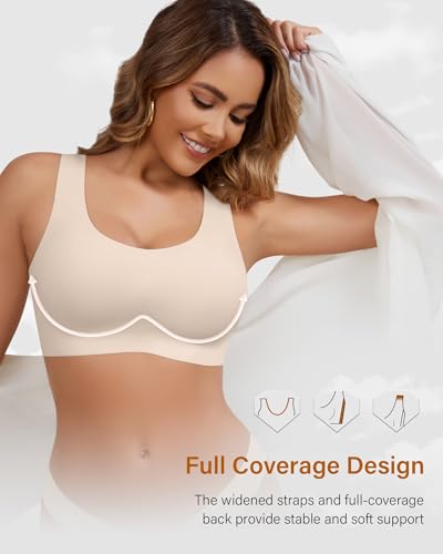 Image of Wireless Bras for Women No Underwire Seamless Full Coverage T-Shirt Bra