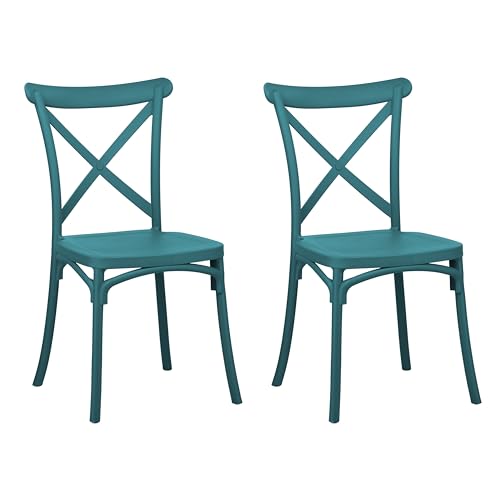 Totò Piccinni Sedia CROSS in POLIPROPILENE design Vintage Croce Impilabile (2, Petrolio)