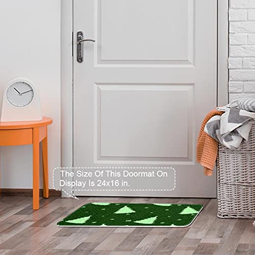 Paillasson de Noël vert absorbant tapis d'entrée antidérapant et lavable