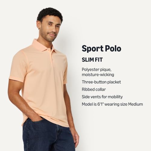 Image of Amazon Essentials Men's Moisture Wicking Golf Polo Shirt, Short Sleeve, Slim-Fit, Quick-Dry