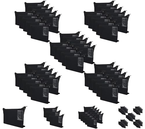 Saco de transporte de lona Interoffice com zíper – Zíper extra forte (45,72 x 35,56 cm, preto, pacot