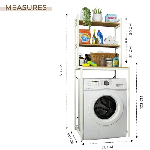 Miniatura 2 de Magic Select Estantería Superior Para Lavadora Estante Organizador De Baño Ahorra Espacio Mueble De Almacenamiento Para Cuarto De Baño De 3 Niveles Madera E1 Y Acero.