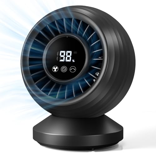 Orvyna Ventilatore da Tavolo Silenzioso 22 dB, Circolatore d’Aria 3D Turbo, Ventilatore da Scrivania con Display Touch, Oscillazione 120°, 7 Velocità, Timer, per Camera da Letto, Ufficio e Cucina,Nero