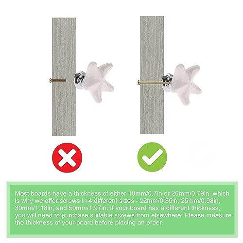 MARSTREE 6 Pack Cabinet Handles White Ceramic Drawer Knobs Starfish Shape Cupboard Dresser Wardrobe Closet Door Knobs Pull Handles Coastal Kitchen Furniture Knobs with Long Short Screws - Image 8