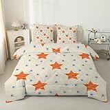 phonxia Kinder 4 Jahreszeiten Bettdecke 200x220 cm - Jungen Bettdecke Ohne Bezug 240gsm - Sterne Steppdecke Waschbare 240GSM Wende Leicht Weiche mit 2 Kissenbezug 80x80cmK41