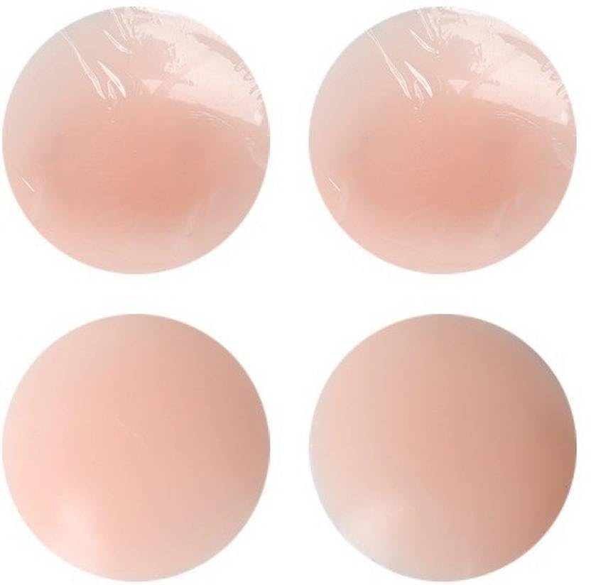 Women's & Girls Reusable Silicone Nipple Cover Bra Pads, Adhesive Nipple Pasties, Free-Size (Pack of 4) Nude-image-48