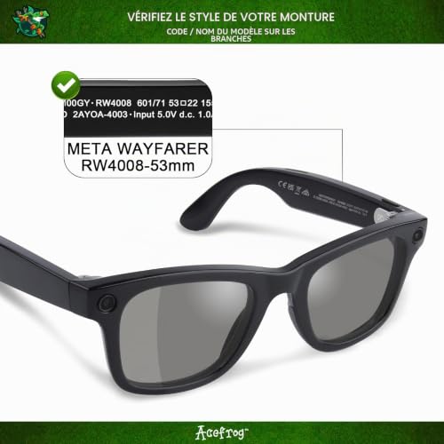 Acefrog Verres de rechange polarisés de 1,5 mm compatibles avec les lunettes intelligentes Ray-Ban Meta Wayfarer RW4008 53 mm, matériau amélioré, résistant aux chocs – Miroir polarisé bleu glacier – vue 2