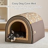 Jiupety Mittelgroße Hundehütte Indoor, 2-in-1 Hundehaus für Drinnen, XL Größe Hundehöhle für mittelgroße Hunde, Warme Höhle Schlafnest, Braun