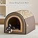 Jiupety Mittelgroße Hundehütte Indoor, 2-in-1 Hundehaus für Drinnen, XL Größe Hundehöhle für mittelgroße Hunde, Warme Höhle Schlafnest, Braun