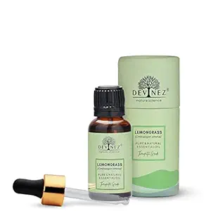 Devinez Lemongrass Essential Oil - 30ml, (NABL & IFRA Certified) - 100% Pure Natural & Undiluted Therapeutic grade in Glass Bottle - for Skin & Hair Care, Natural Mosquito Repellent, Natural Insect Repellent and Aromatherapy