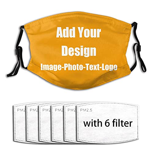 Custom Adjustable Face Cover with Stretchy Earloops Add Your Own Picture/Text Custom Dust Face Masks for Men Women-Gold Style 28