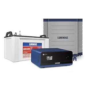 Luminous Inverter & Battery Combo (Zelio+ 1100 Pure Sine Wave 900VA/12V Inverter, RC 15000 Tubular 120Ah Battery with Trolley) for Home, Office & Shops