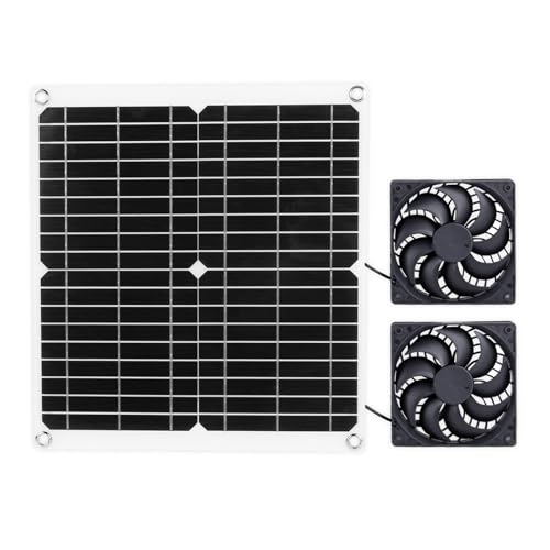 Dixhills Ventilador solar doble de 12 W, extractor solar, para casas de mascotas al aire libre, invernaderos, cobertizos, entrada o salida de aire.