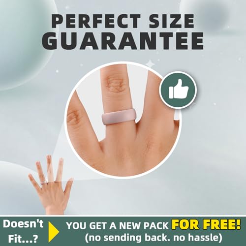 Image of Egnaro 4 /5 /8 Variety Multipack Ergonomic Breathable Bridal Rings Sets, 6mm Wide - 2mm Thick Rubber Wedding bands women, silicone Rings for her with Half Size