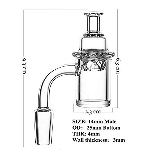 shurun Banger Dab Rig Domeless 14mm Quarzglas Für Glass Bongs, mit Glühkugel (14mm männlich 90 °) – Bild 3