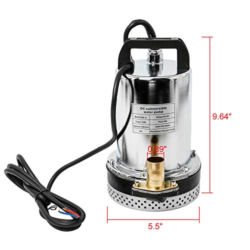 NovelBee DC 12V 135W Solar Water Pump Submersible Well Pump (10m Head,120L/min Capacity) (Black)