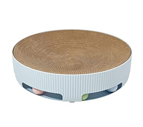 Griffoir pour chat en tapis bleu avec balle et herbe à chat premium
