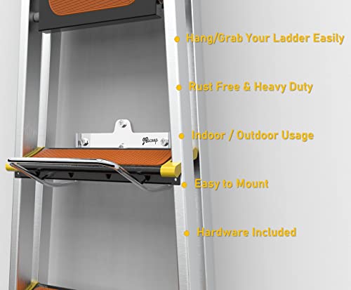 Image of JBscoop 2 Ladder Hooks Wall Mount for Ladder Storage Strollers and Folding Chair, Heavy Duty Lader Holder Rust Proof SS304 (2)