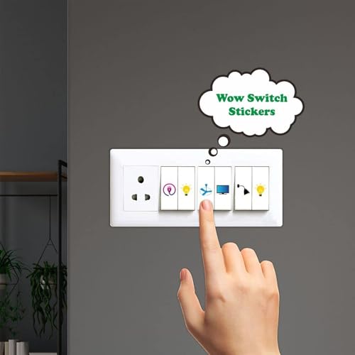 Image of Switch Board Stickers for Home and Office - 560 Self Adhesive Electric White Switch Board Covers, Vinyl Transparent Stickers for Lightbulb, Fan, AC, Stickers (Multicolour)