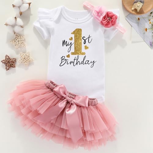 My 1St Birthday Girl Outfit Tutu For Baby Girl Happy First Birthday Outfits Baby Clothes2