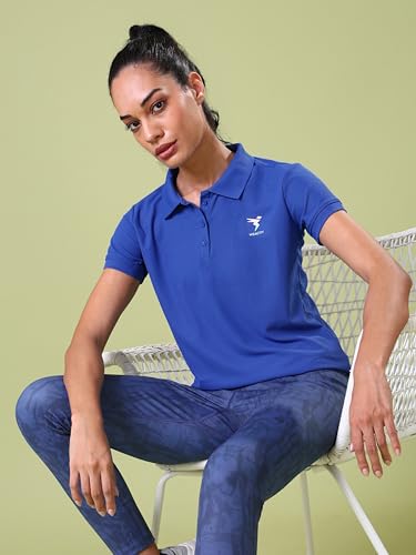 Image of TECHNOSPORT Womens Polyester Slim Fit Solid Half Sleeve Polo Matpiq T-Shirt with Techno Dry, Anti Static for Regular Use