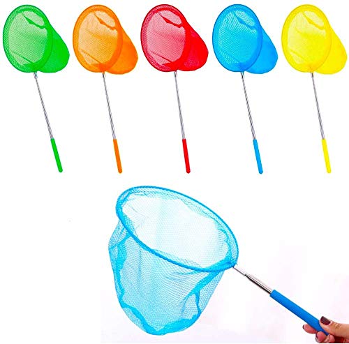 Homo Trends Paquete de 5 5 Colores Red de Mariposa Red de Pesca Red de Estanque Red Extensible de 15 a 34 Pulgadas para niños Atrapar Insectos Peces pequeños Actividades de jardín al Aire Libre