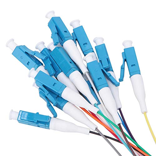 12 Strand Fiber Optic Pigtail, LC/UPC Single Mode Low Insertion Loss Fiber Pigtail 1.5m 1310-1550nm, Low Insertion Loss and Good Temperature Stability Used in Optical Fiber LAN Network CATV