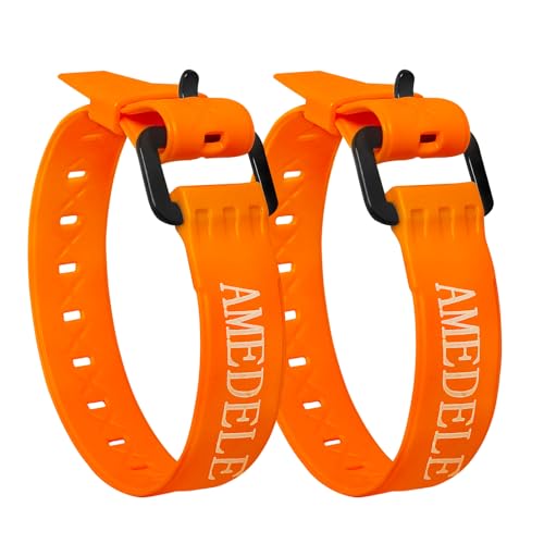 AMEDELE 2 Pack Lashing Straps with Buckles Adjustable Utility Tension Straps Simple Tie-Downs Straps for Securing Bike Moto Luggage Garden Hoses Skis Wires and Cables Orange 22