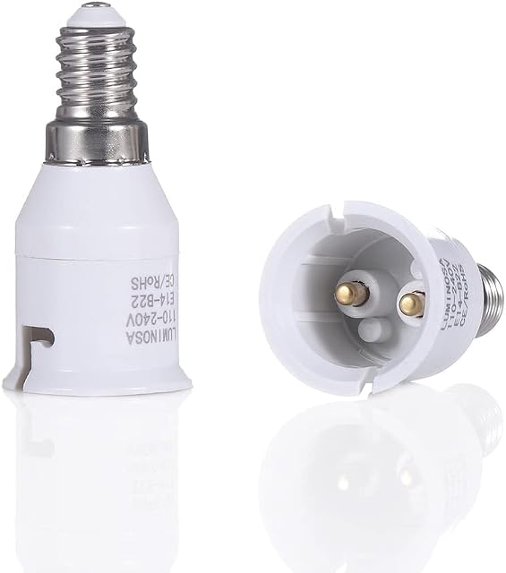 Luminosa E14 to B22 Lamp Holder Adapter Converter (Pack of 2 Adapters)/ ES Edison Small Screw to Bayonet Bulb Socket Adapter/LED Light Adapter Converter / 1 Year Warraty/CE Certified