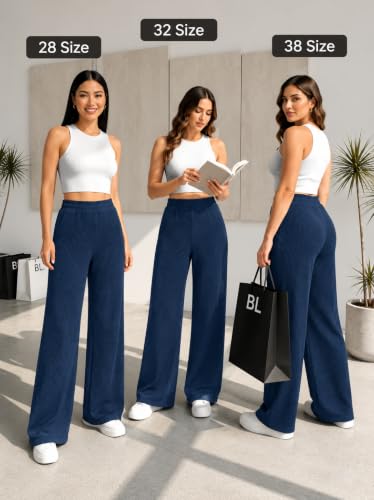 Image of Preneum Women High Waist Korean Wide Leg Trousers, Loose Fit Casual Lounge Pants, Travel, Office & Streetwear Comfortable Stylish Bottom Wear (Available Plus Size)