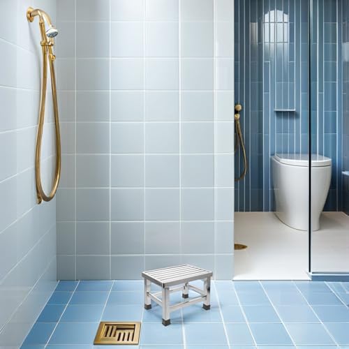 Tabouret acier inoxydable argenté pour douche et extérieur - 6