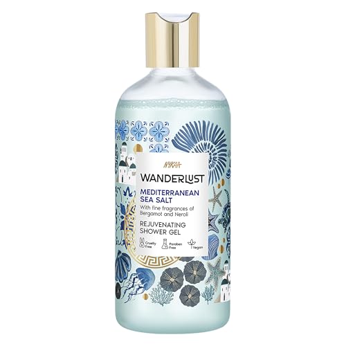 Wanderlust Mediterranean Sea Salt Shower Gel, 300 ml| Nourishes & Rejuvenates | Gentle Cleanser| Refreshing bodywash | Enriched With hydrating Glycerine | Paraben-Free, Vegan | Suitable for All Skin Types