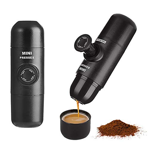 Tragbarer Espressokocher im Paket mit Schutztasche, Upgrade Version von Mini presso, 18 bar Druck, extra kleine Reisekaffeemaschine, manuell